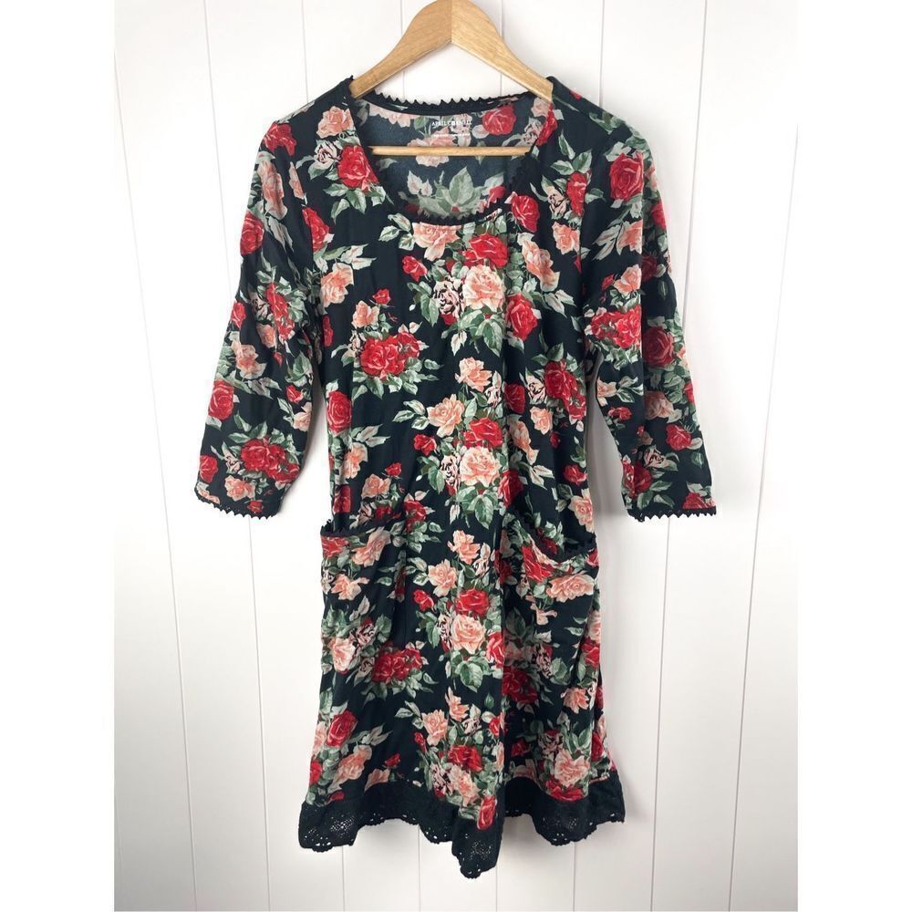 April Cornell Floral Mini Dress - Red and Green